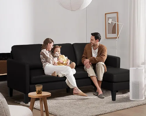 Vista 9 de TITIMO Sofá seccional de piel sintética, sofá en forma de L con diván reversible, sofá modular convertible de 3 plazas, sofás pequeños modernos