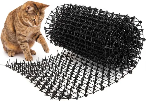 Vista 8 de Tapix - Alfombrilla para gatos con picos (8 pies), tiras disuasorias para gatos para jardín, patio y muebles, interior y exterior, 6 grapas incluidas