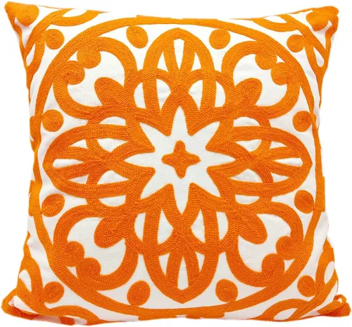 Vista 14 de Alysheer Funda de almohada decorativa bordada de 18 x 18 pulgadas, acogedora y fresca funda de cojín bohemia con diseño de mandala chic de punto