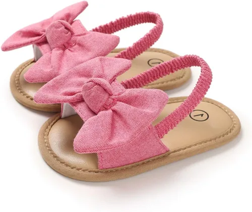 Vista 5 de COSANKIM Sandalias de verano para bebés y niñas con suela suave de flores, zapatos de vestir para cuna, recién nacidos, para recién nacidos