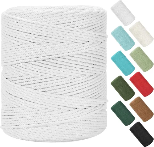 Vista 88 de Cuerda de macramé de 0.079 in x 220 yardas (656 pies), cuerda de algodón natural para colgar en la pared, ganchos de plantas, manualidades Verde
