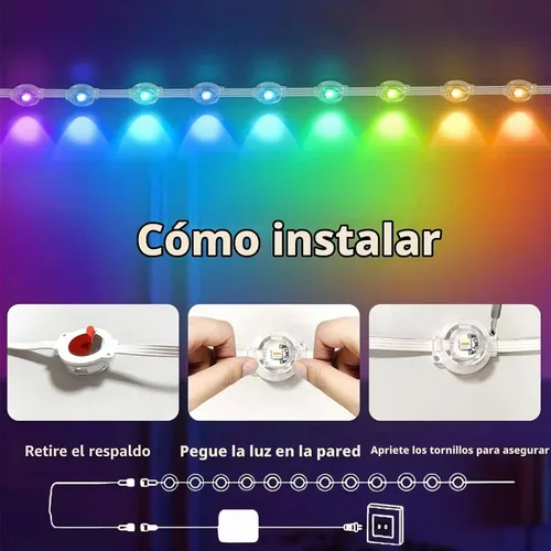 Vista 3 de Luces RGB Permanentes para Exteriores, Luces LED Inteligentes Impermeables para Aleros con Control de Aplicación/Remoto, Impermeables IP67 para DIY