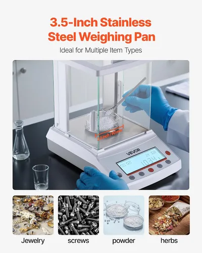 Vista 6 de VEVOR Balanza analítica, 4.23 oz x 0.00 oz Báscula de laboratorio de precisión de alta precisión, g/oz/ct/mg 4 unidades Balanza analítica digital