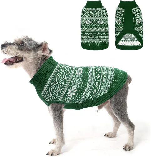 Vista 16 de HOMIMP Suéter de rombos para perros - Ropa cálida de invierno para cachorros, abrigo suave, suéter feo para perros pequeños, medianos y grandes, Azul