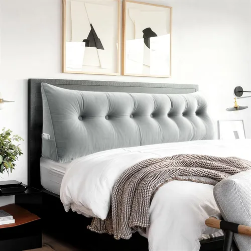 Vista 24 de Almohada de cabecero – Almohada de cama grande 3 en 1 como almohada de lectura de cuña, almohada grande para sofá cama o respaldo de apoyo, almohada