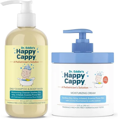 Vista 8 de Happy Cappy Paquete de champú para bebés y gel de baño y crema hidratante - Eczema Body Wash y loción para niños, niños pequeños, adultos, ayuda