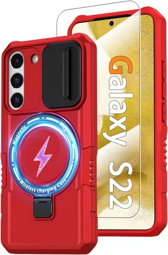 Vista 13 de Funda magnética para Samsung Galaxy Note 20 Ultra con soporte de anillo [con protector de pantalla] [Compatible con carga inalámbrica MagSafe] Funda