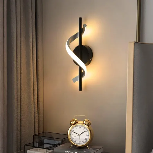 Vista 2 de Juego de 2 apliques de pared modernos con cable de 9 W, lámparas de pared LED de aluminio para dormitorio, sala de estar, pasillo, hotel
