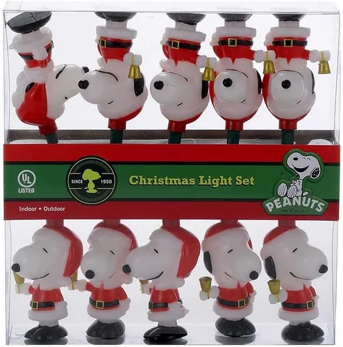 Vista 2 de Peanuts Kurt Adler UL 10-luz Juego de luces Snoopy con traje de Santa
