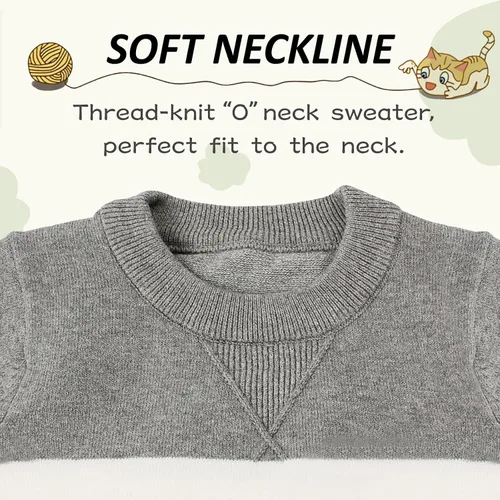 Vista 2 de Peecabe Suéter de punto trenzado para bebés y niños pequeños, de manga larga, cuello redondo, a rayas, de algodón, para otoño e invierno, 1-5T
