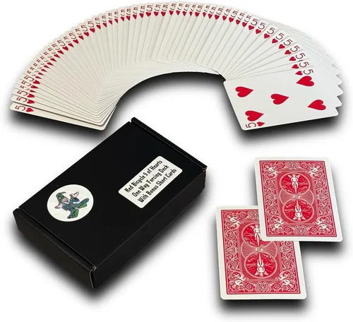 Vista 15 de Ted's Sterling Magic Kit de truco de bicicleta unidireccional con 52 cartas idénticas, corazones de espalda roja (Ace)