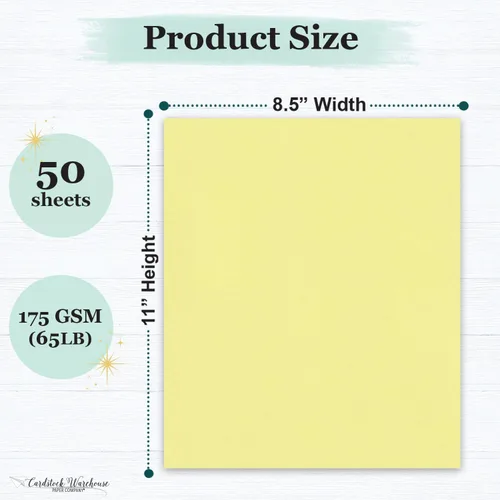 Vista 2 de Cardstock Warehouse Pop-Tone Banana Split Yellow Cardstock Paper – 50 hojas, 8.5 x 11 pulgadas – 65 libras / 175 GSM Cartulina amarilla premium