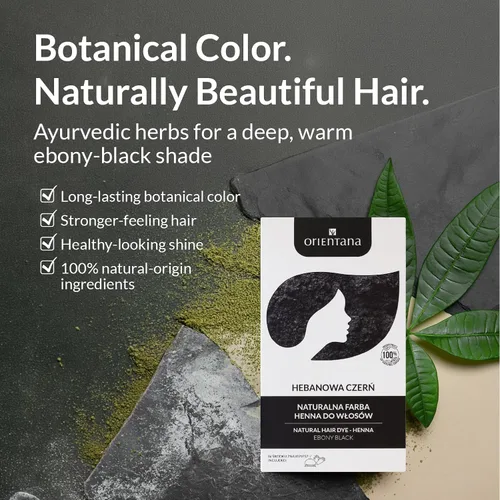 Vista 2 de Orientana Polvo de henna para cabello - Henna negro natural - Negro ébano 3.5 oz Ébano negro