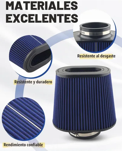 Vista 2 de Filtro de aire universal de sujeción apto para sistemas de entrada de 4 pulgadas, filtro de entrada de aire reutilizable de alto flujo con 7.5