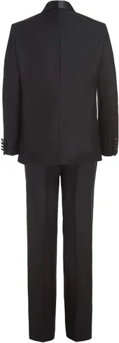 Vista 2 de Calvin Klein Conjunto de traje de esmoquin formal de 2 piezas para niños, incluye chaqueta y pantalones de vestir, detalles de ribete satinado