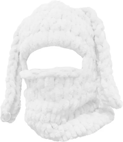 Vista 2 de Pasamontañas de ganchillo de punto para mujer, gorro de invierno con orejas de conejo, lindo suéter con bufanda y gorro de calavera cálida