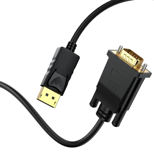 Vista 8 de Paquete de 2 cables DisplayPort a VGA de 6 pies, cable de video macho a macho de 1080 P@60 Hz Unidireccional, sin audio, diseño multiblindado