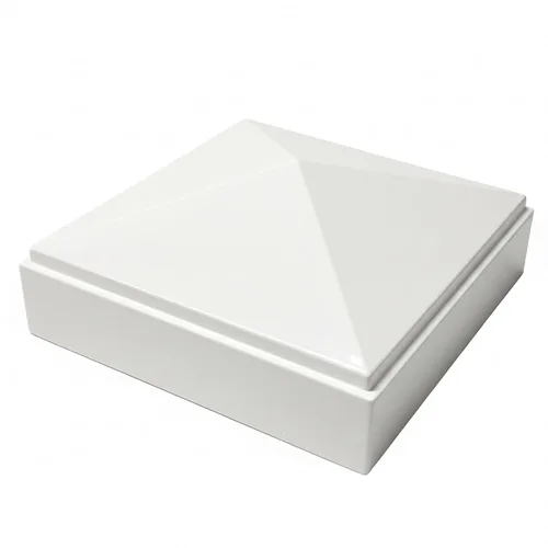 Vista 11 de Tapa de poste piramidal de aluminio de 2 x 2 pulgadas para postes de metal, ajuste a presión, color blanco con recubrimiento en polvo, resistente al