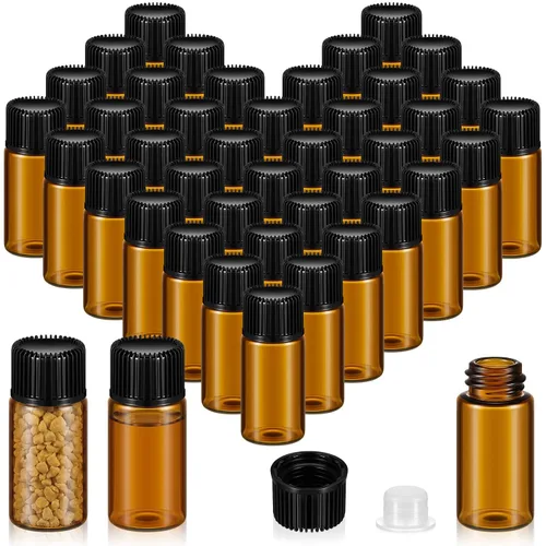Vista 14 de Lallisa - 200 frascos de vidrio de 0.2 fl oz con tapas de rosca, botellas de vidrio pequeñas a prueba de fugas a granel, mini viales de muestra