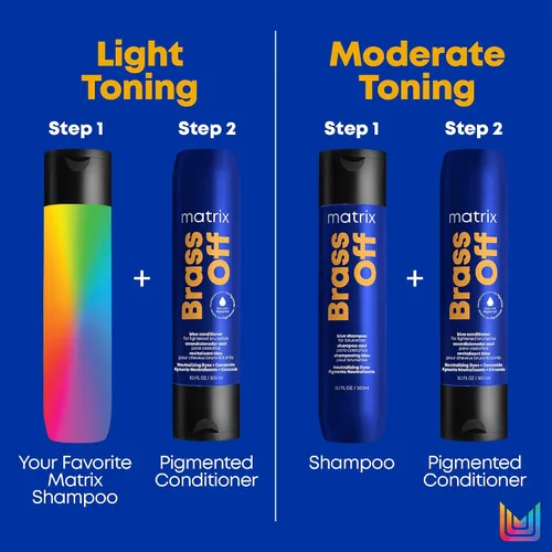 Vista 7 de Matrix Acondicionador Brass Off Blue – Tonifica y elimina los matices de naranja cobrizo, acondicionador pigmentado para cabello teñido y morenas