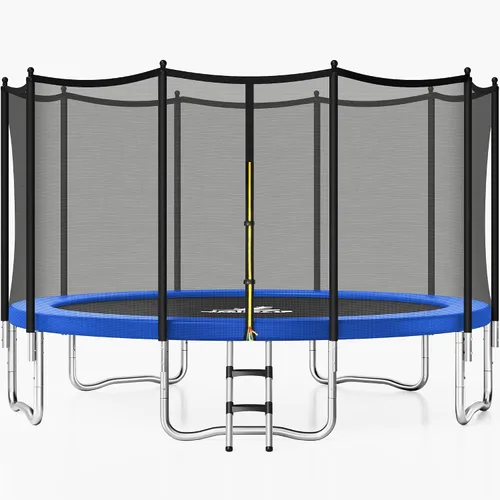 Vista 14 de JELENS Trampolín de 8 pies, 10 pies, 12 pies, 14 pies, 15 pies, trampolines para exteriores con red de cierre y escalera, trampolines recreativos