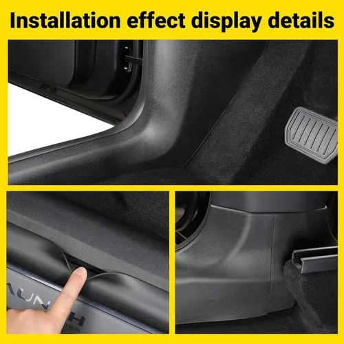 Vista 3 de [Usado] PUOENI 2025 2026 Model Y Juniper Protector de Umbral de Puerta 4 PCS TPE Anti-Rayones Protector de Entrada de Puerta Delantera y Trasera