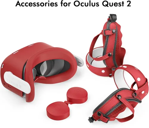 Vista 8 de AIXOTO Accessories for Oculus Quest 2 All-in-one Set for Quest 2 Controller Grips Cover Quest 2 Silicone Face Cover Lens Protective Cover VR Shell