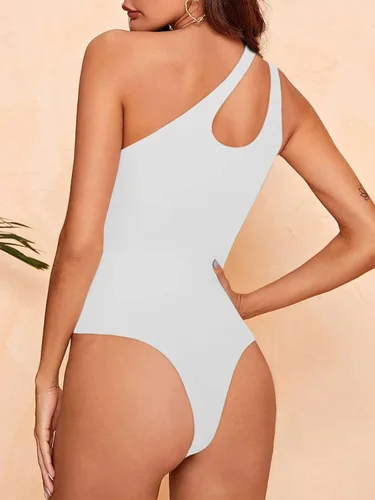 Vista 3 de REORIA - Body sexy para mujer, sin mangas, con corte frontal de un hombro y espalda descubierta