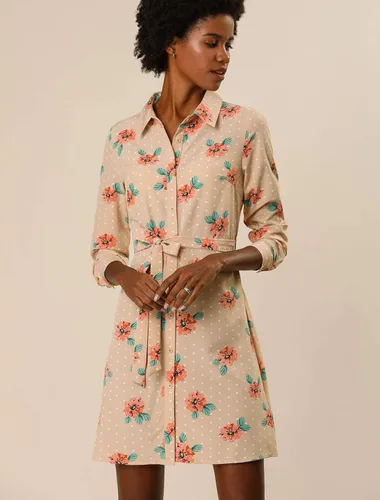 Vista 2 de Allegra K Vestido de lunares vintage con botones para mujer, cuello con lazo y cinturón