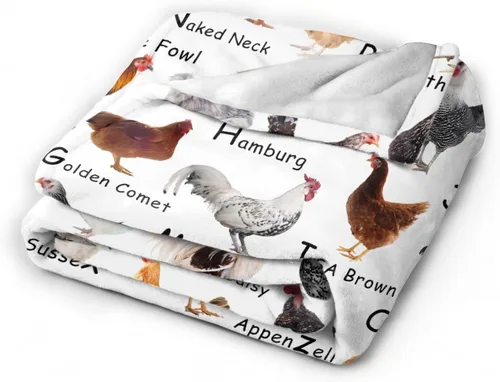 Vista 5 de Manta de raza de pollo – Manta de pollo para niños y niñas – Acogedora franela suave, ligera y cálida – Habitación, cama, camping – 30"x40