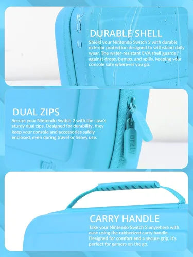 Vista 4 de Orzly Case for Nintendo Switch 2 Hard Shell Travel Carry Case with Screen Padding, Game Cards & microSD Slots with Zipped & Open Pockets for