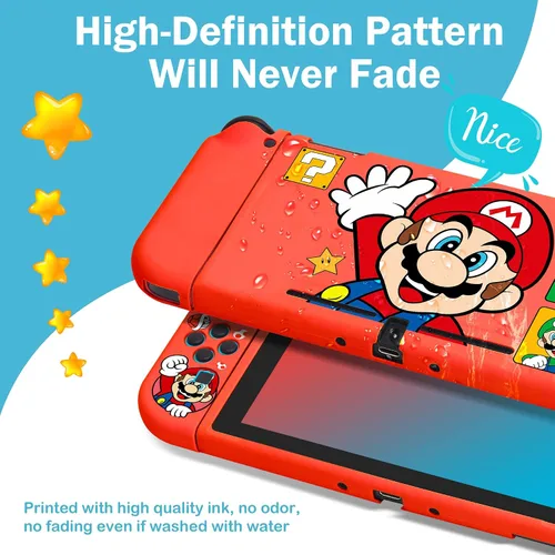 Vista 5 de Xcitifun Diseñada para Switch OLED, funda de TPU OLED para niñas y niños, linda carcasa protectora Kawaii compatible con Switch OLED Controller