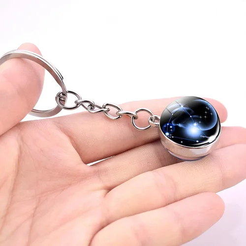 Vista 3 de JWPavilion Zodiac 12 Constellation Glow In The Dark Creative Galaxy Llavero plateado
