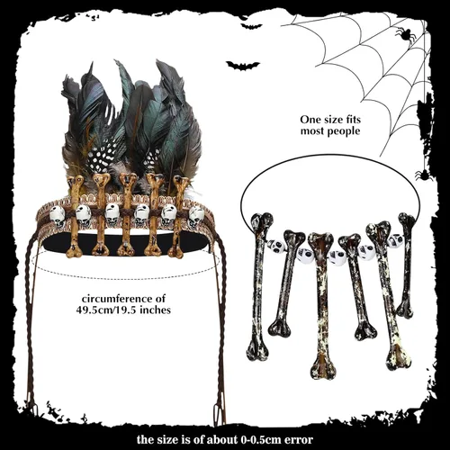Vista 2 de Seematn Juego de collar de hueso para disfraz de vudú de Halloween