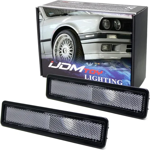 Vista 9 de iJDMTOY OE-Spec - Carcasas de lámpara de marcador lateral de parachoques de lente ámbar compatibles con BMW E30 3 E34 5 Series, etc., reemplaza