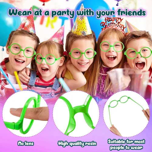Vista 4 de Nezyo Marco redondo para anteojos sin lentes marco de juego anteojos de juguete elegantes sin lentes para disfraces de fiesta de Halloween regalos