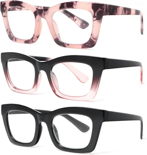Vista 11 de Gafas de lectura para mujer, bloqueo de luz azul, elegantes y de gran tamaño, bisagra de resorte