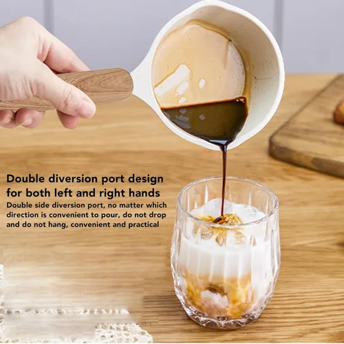 Vista 6 de Sartén antiadherente con boquilla para verter, olla de leche pequeña, fácil de usar, fondo plano blanco, multimini, juego multiusos para la cocina