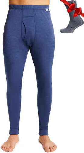Vista 17 de Pantalón de primera capa de lana merina para hombre, 100% lana merina, peso pesado, medio, ligero, ropa interior térmica Long Johns y calcetines .