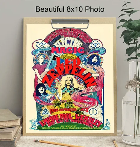 Vista 4 de Póster de Led Zeppelin - Decoración psicodélica de habitación 8x10 - Regalos de Led Zeppelin - Pósteres de conciertos - La canción permanece igual