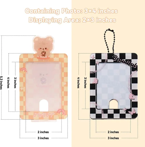 Vista 4 de KPOP Soporte para tarjetas fotográficas, marcos de fotos, llavero acrílico para tarjetas, paquete de 4, cargadores superiores para tarjetas, 3 x 4