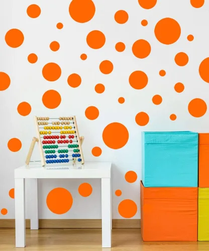 Vista 4 de Calcomanías de pared de lunares negros, calcomanías de decoración de pared para habitación de niñas, puntos de pared, círculo de vinilo