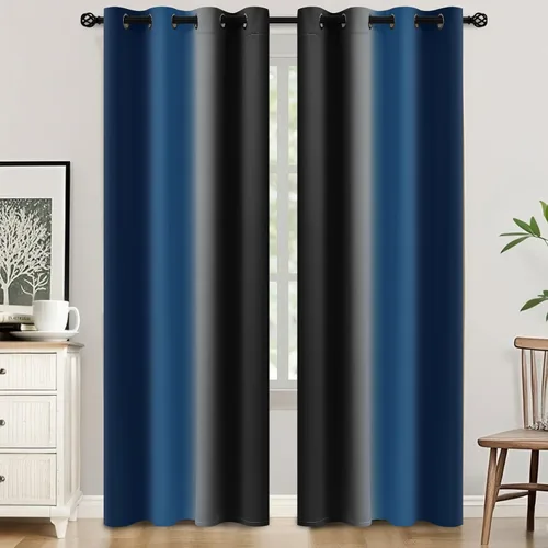 Vista 165 de SimpleHome Cortinas degradadas degradadas para oscurecer la habitación de 36 pulgadas de largo para dormitorio, con ojales y bloqueo de luz Negro