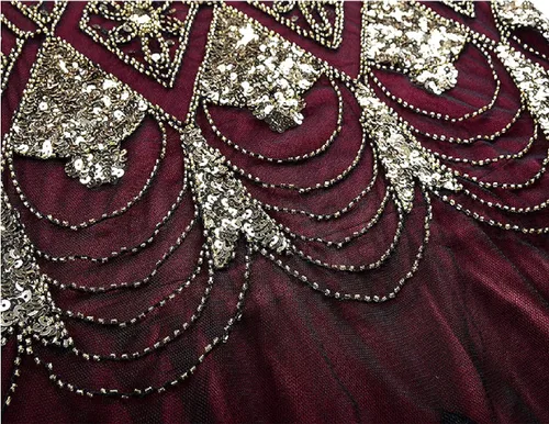 Vista 7 de Vestido Flapper del Gran Gatsby de los años 20, estilo vintage de los años 20, vestido de noche de sirena con lentejuelas, fiesta formal con guantes
