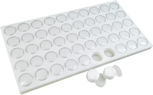 Vista 3 de 888 Display USA - 100 tarros de gemas de espuma blanca con 2 bandejas apilables blancas
