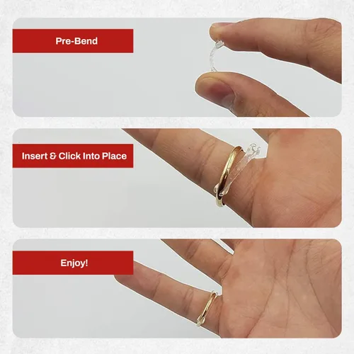 Vista 4 de Primer pulgadassizerpulgadas de anillo invisible, paquete de 6, con polímero de memoria transparente para el ajuste perfecto en tu dedo, no es