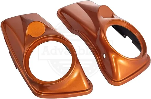 Vista 2 de Tapas para bocinas de motocicleta aptas para 2014+ Harley Touring Hard Saddle Bags - Whisky ámbar, 8 pulgadas Amber Whiskey