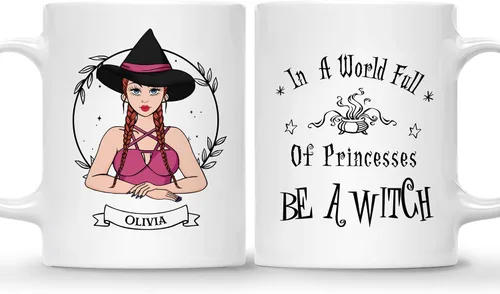 Vista 18 de Gossby Taza de café de bruja personalizada, regalo personalizado de Halloween para mujeres, hermana, mejor amiga, mamá, abuela con diseño, nombre