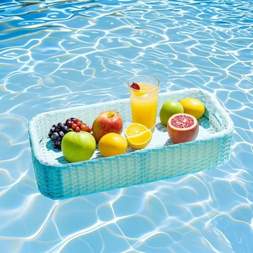Vista 10 de Bandeja flotante para piscina, bandeja redonda para flotadores de piscina, para bañera de hidromasaje, aguas termales, fiesta en la playa, bebidas