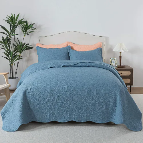 Vista 42 de HoneiLife Juego de ropa de cama tamaño Queen, juego de edredón de microfibra para cama Queen, colchas ligeras de 3 piezas, edredones reversibles